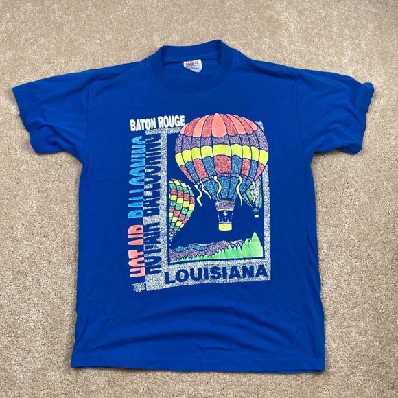 Vintage Hef-T Baton Rouge Louisiana Hot Air Ballooning T Shirt Tee Mens Graphic - Picture 1 of 10